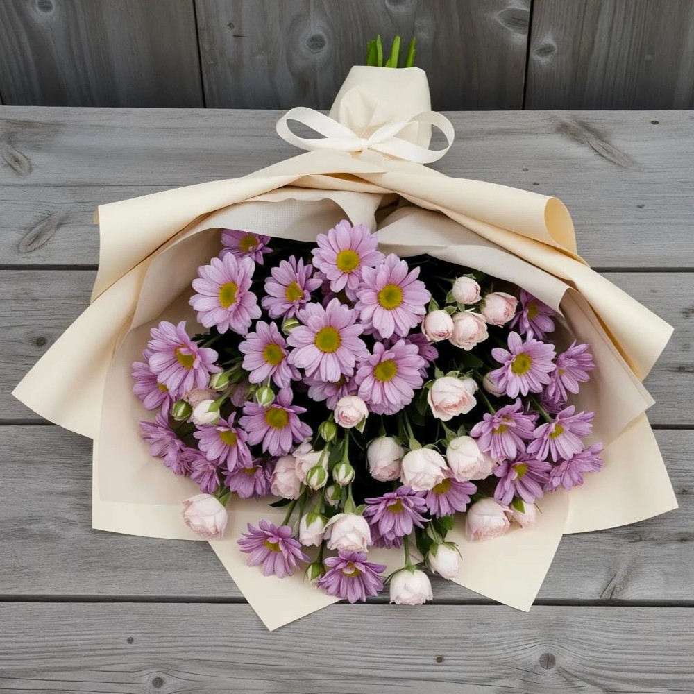 Букет цветов из: Розы и Хризантемы в Приазовской