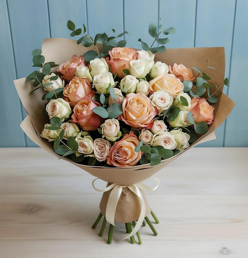 Букет цветов из: Альстромерии и Розы в Приазовской