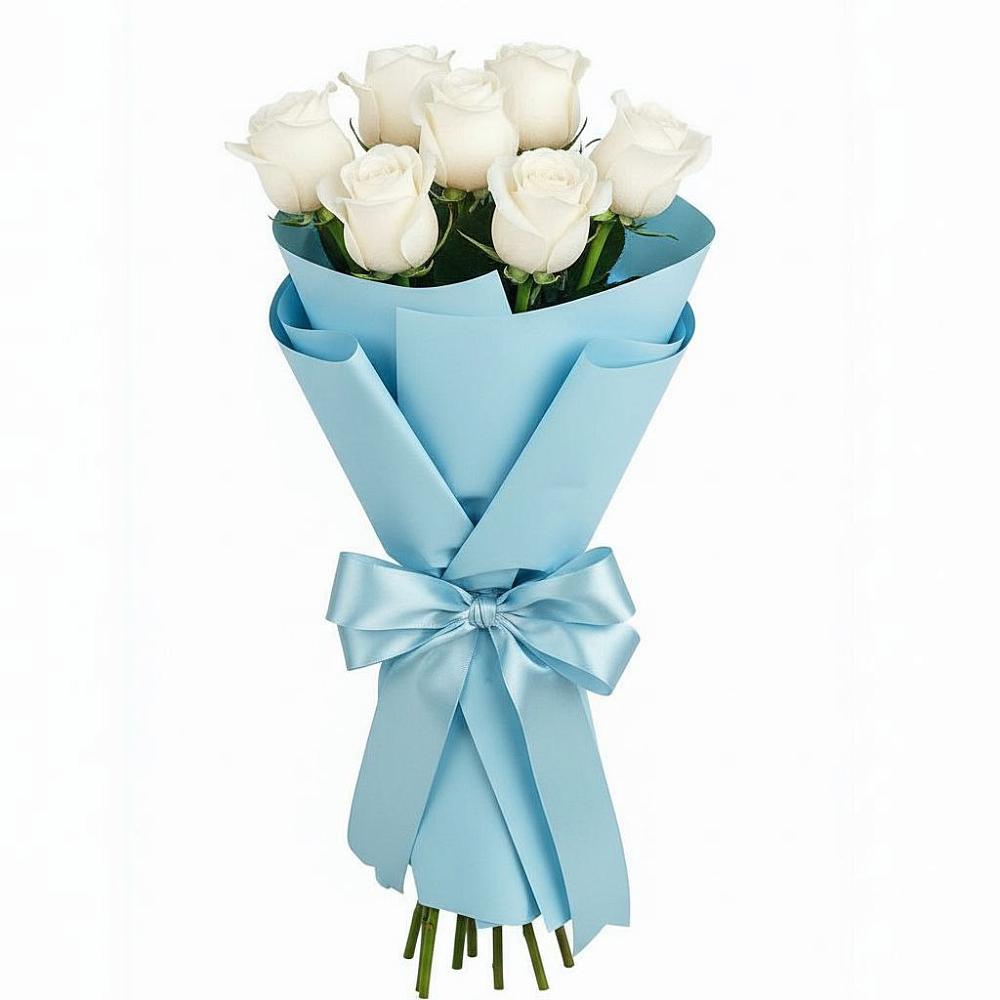Букет 7 белых роз Проуд в Приазовской
