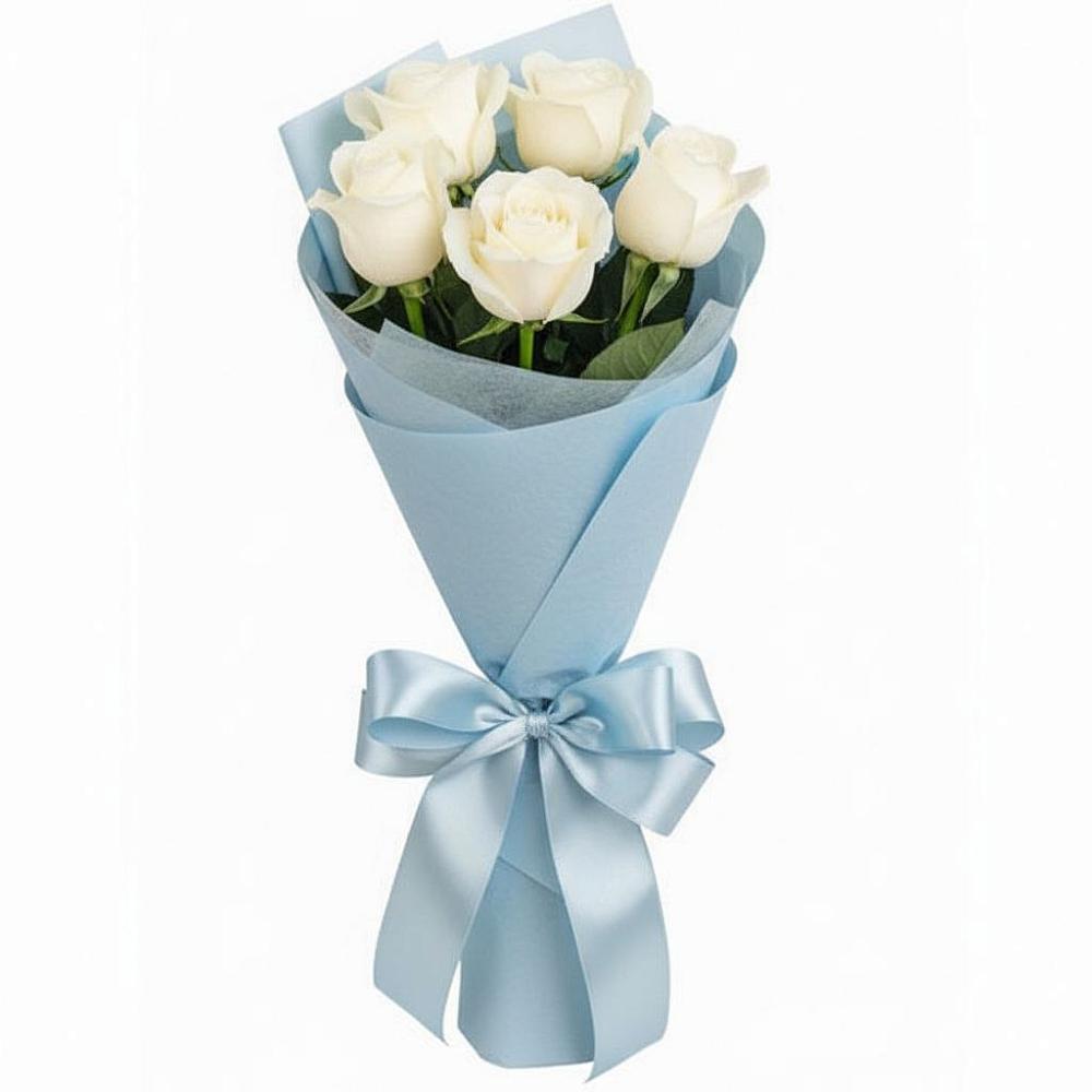 Букет 5 Белых роз Проуд в Приазовской