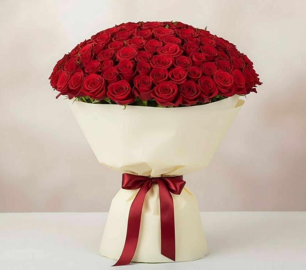 Букет 101 Красная роза Милано в Приазовской