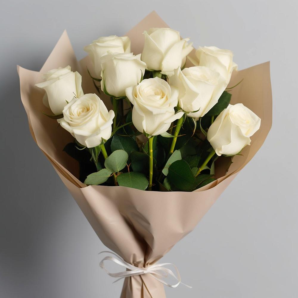 Букет 9 Белых роз Эдлесс Лав в Приазовской