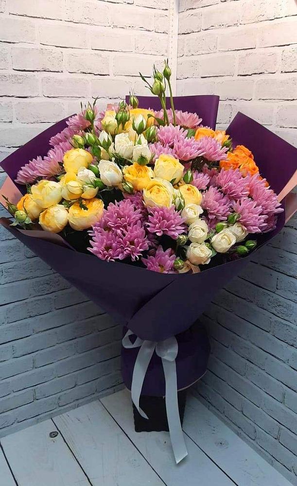 Букет цветов из: Хризантемы и Розы в Приазовской