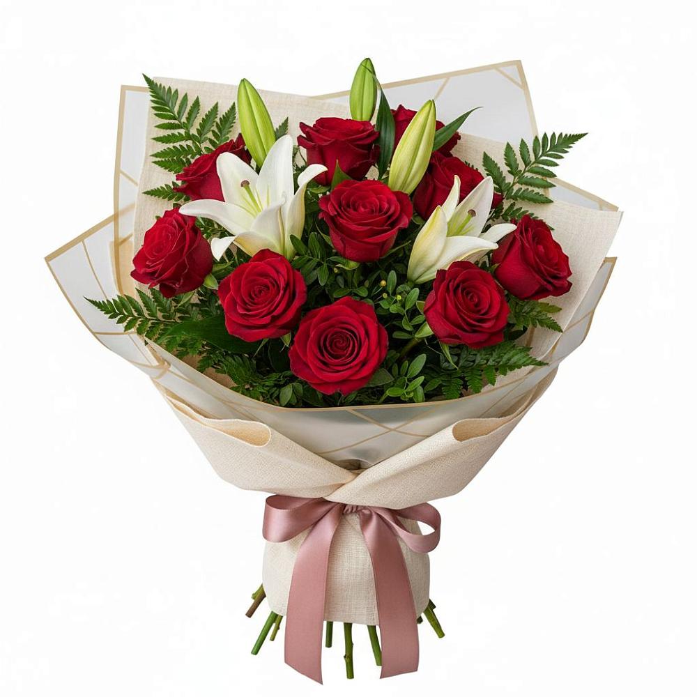 Букет цветов из: Лилии и Розы в Приазовской