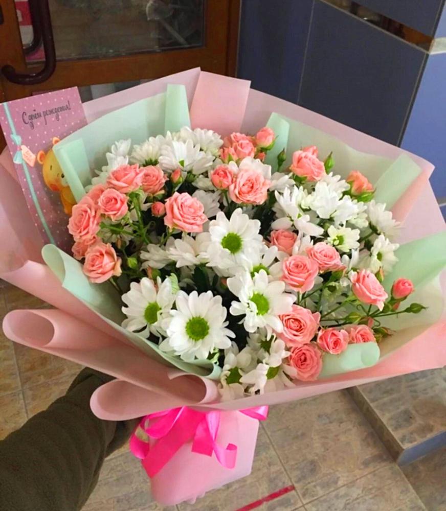 Букет цветов из: Розы и Хризантемы в Приазовской