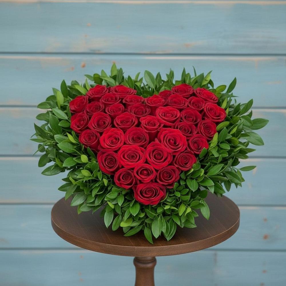 Цветочная композиция из Розы в виде сердца в Приазовской