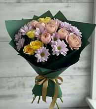 Букет цветов из:  Хризантемы и Розы в Приазовской