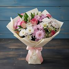 Букет цветов из:  Хризантемы, Альстромерии и Розы в Приазовской