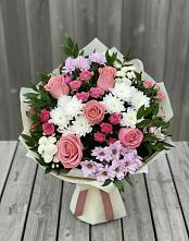 Букет цветов из:  Альстромерии, Гвоздики, Розы и Хризантемы в Приазовской