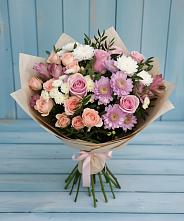 Букет цветов из:  Хризантемы, Розы и Альстромерии в Приазовской