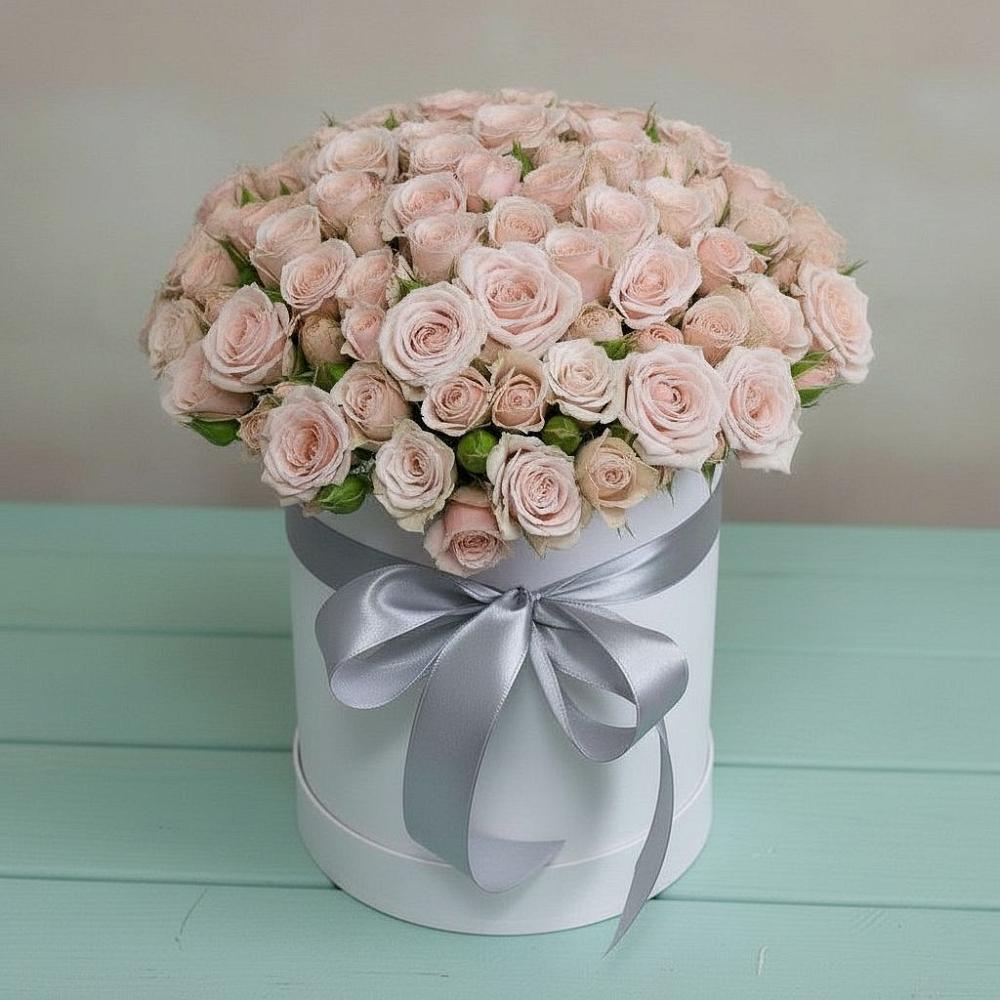 Цветочная композиция из Розы в шляпной коробке в Приазовской